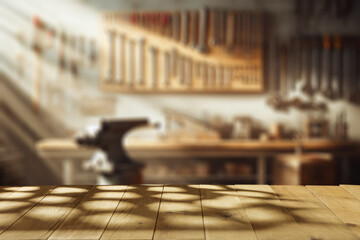 Wall Mural - desk of free space and workshop interior.