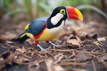 Wall Mural - toucan on ground searching for insects