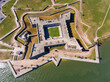 Castillo de San Marcos aerial view in St. Augustine, Florida FL, USA. This fort is the oldest and largest masonry fort in Continental United States and now is the US National Monument.