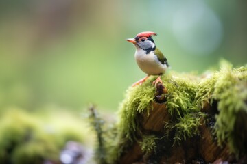 Wall Mural - focused woodpecker on a mossy trunk