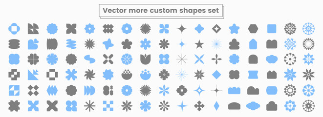 Fototapete - vector more custom shapes set basic blank minimal shape elements symbol logo graphic frame shape design label flower twinkle star abstract geometry motif sticker emblem unique different many trendy