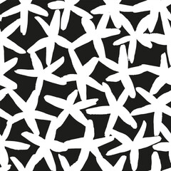Wall Mural - Hand drawn stars ink strokes in a seamless monochrome pattern.