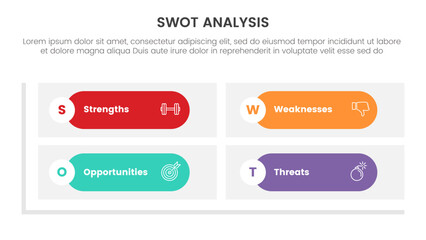 Poster - swot analysis concept with for infographic template banner with round rectangle matrix shape base four point list information