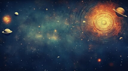 Wall Mural - galactic fairytale: a whimsical solar system journey on faded paper - enchanting space wallpaper