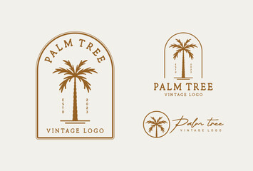 Wall Mural - Palm tree vintage logo design template 