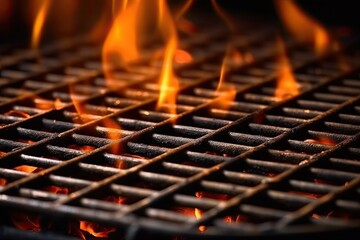 Poster - fiery grill with intense flames dancing and flickering around it