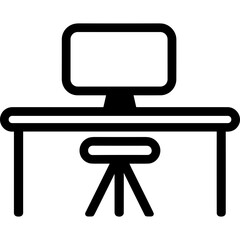 Poster - desk with computer icon modern workspace
