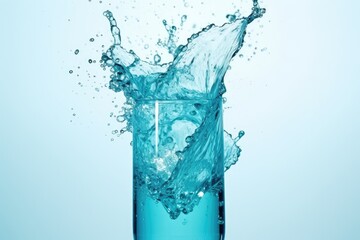 Fototapete - A photo showcasing a blue glass filled with water placed on top of a table.