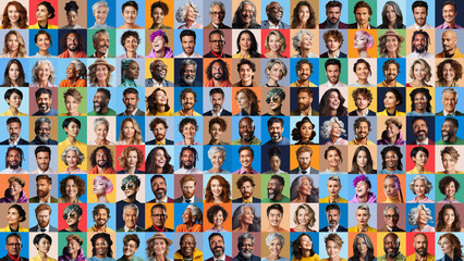 Wall Mural - Panorama of diverse adults, showcasing generations, lifestyles, and jobs