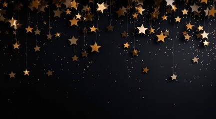 Wall Mural - a christmas background with gold stars