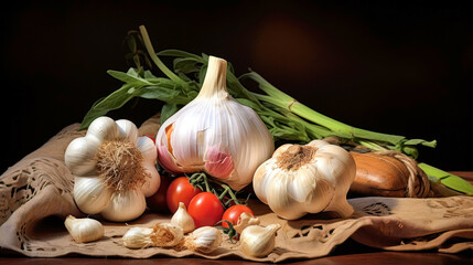 Wall Mural - Fresh Garlic clove and bulb