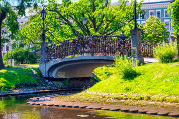 Sticker - Riga, Latvia - July 7, 2017: Riga city park on a sunny summer day