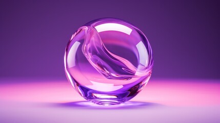 Wall Mural -  a close up of a purple glass object on a purple and pink background with a reflection of the object in the middle of the image and bottom half of the glass.