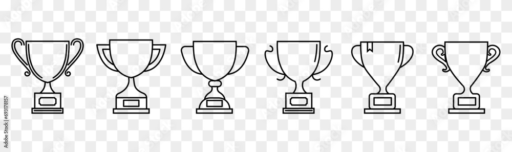 Collection Cup Sign Trophy cup victory icon. Prize victory cup signs collection. Linear ...