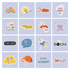Fototapete - square retro cards. groovy hippie 70s set. funny cartoon flower, rainbow, peace, love, heart, daisy,