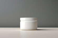 White Jar Of Cosmetic Cream Mock Up. Cosmetic Beauty Product Branding Mockup 