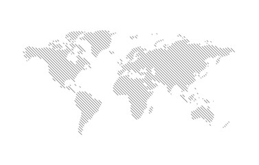 Wall Mural - World map - hatched silhouette of the continents on planet Earth, vector illustration on white
