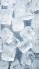 Wall Mural - ice cubes on water
