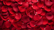 image showcasing a top view of a flat lay arrangement of red rose petals