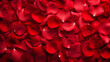 image showcasing a top view of a flat lay arrangement of red rose petals