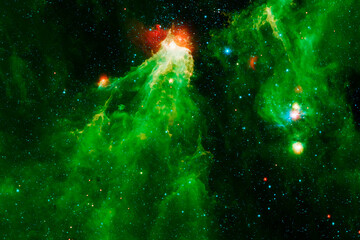 Wall Mural - green space nebula. elements of this image furnished by nasa