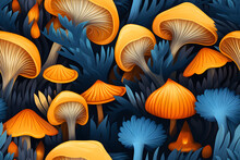 Mushrooms Seamless Pattern Illustration