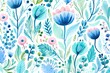 an old and witty floral pattern in blue and white Generative AI