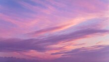 Pink Purple Violet Cloudy Sky Beautiful Soft Gentle Sunrise Sunset With Cirrus Clouds Background Texture