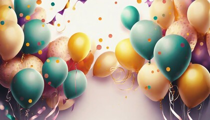 Wall Mural - birthday balloons on white background balloons on background ai generative image