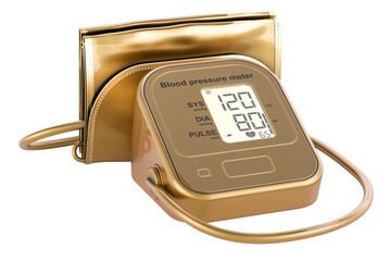 Poster - Golden Fully Automatic Blood Pressure Monitor, 3D rendering isolated on transparent background