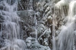 Along the Kancamagus Highway, waterfall with frozen ice