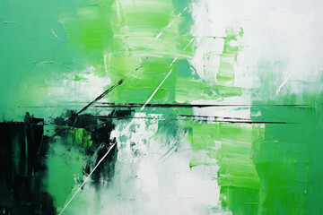 Wall Mural - Green and White Acrylic Abstract Background Canvas Texture