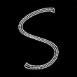 Rhinestone capital letter S design for t-shirt or blouse, hot-fix transfer. Abstract beautiful applique rhinestone glitter motif.