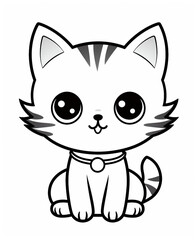 Wall Mural - cartoon cat, coloring page for kids