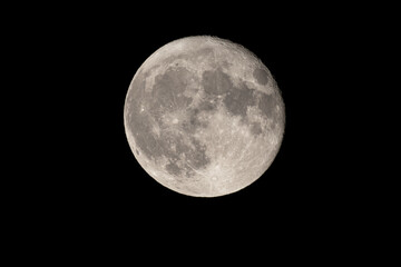 Wall Mural - full moon photographed with a telescope and reflex camera where the craters on the lunar surface can