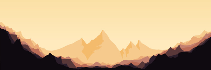 Wall Mural - nature sunset sky horizon mountain landscape scenery vector illustration good for wallpaper, backdrop, background, web banner, and design template