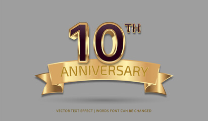 Canvas Print - Editable text effect anniversary 3d text template premium vector