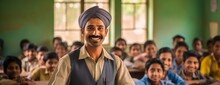 East Indian Man Teacher Employee Employment Attractive Setting Generative AI