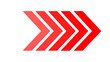 Red swipe forward or right pointing solid arrow icon. Right direction arrow. Red arrow forward