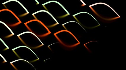 Poster - Lines with reflection disappear into dark space. Design. Colored lines disappear in waves into dark space. Beautiful luminous lines with reflection creating pattern in dark