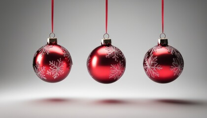 Canvas Print - Three red and white ornaments hanging from the ceiling