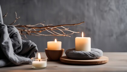 Wall Mural - A table with candles and a towel on it