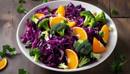 Canvas Print - A bowl of vegetables including broccoli and oranges