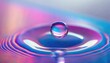 A drop of water on pink and blue environment.