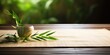 Fresh bamboo mat on table