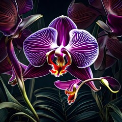 Wall Mural - orchid flower on black