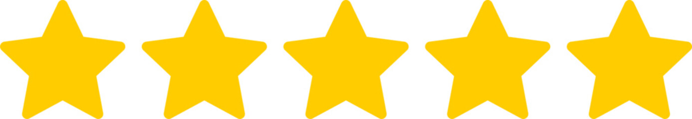 Poster - Golden Yellow Five 5 Stars Icon Product Quality Review Symbol. Vector Image.