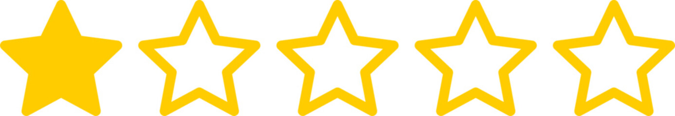 Poster - Golden Yellow Five 1 Star Icon Product Quality Review Symbol. Vector Image.