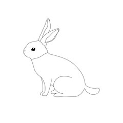 Wall Mural - Continuous One line Rabbits outline vector art illustration