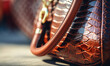 Detail of high quality luxury designer leather handbag